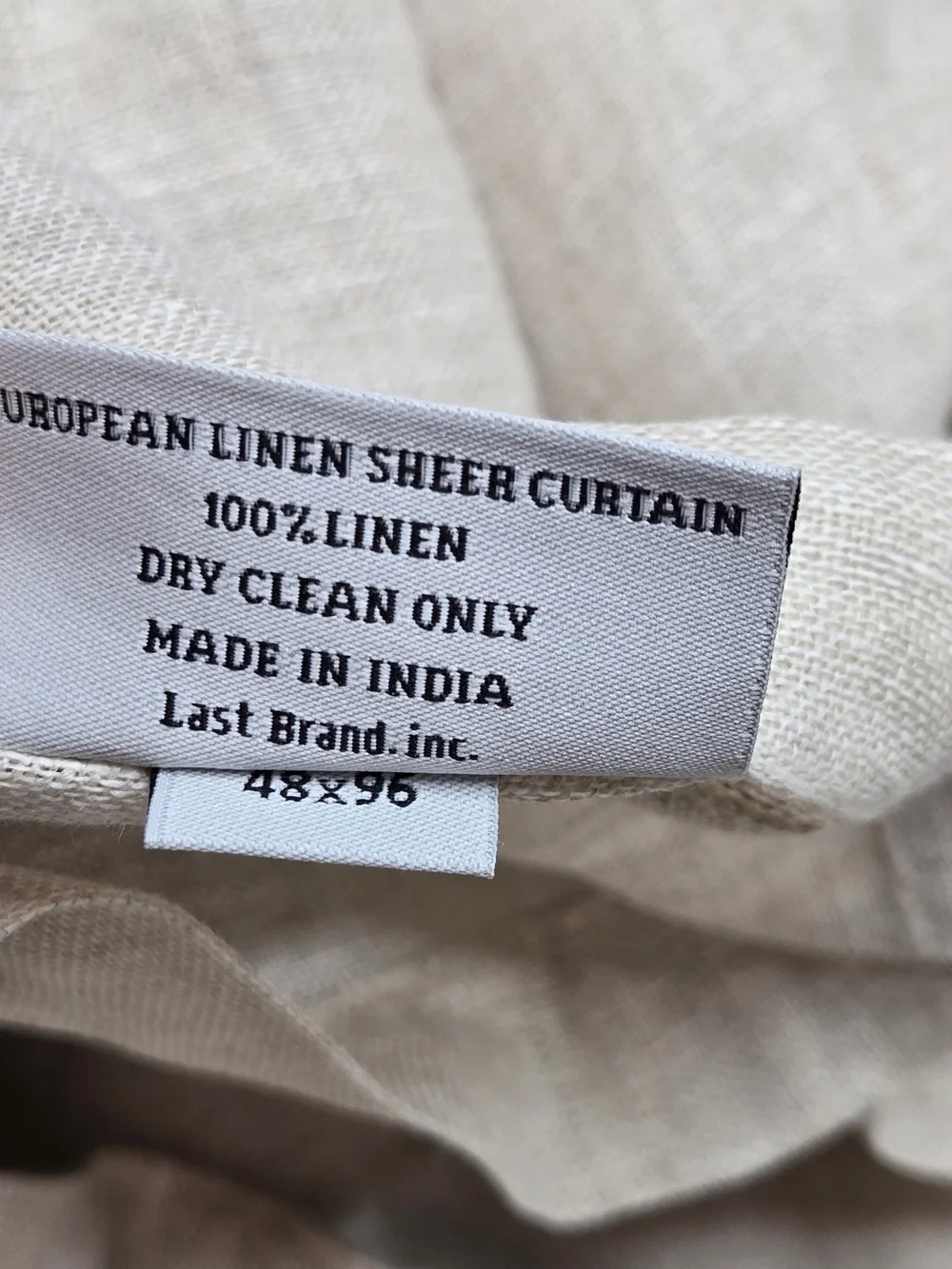 NWT QUINCE Set Of 2 48x96 European Linen Sheer Curtains Flax 9499